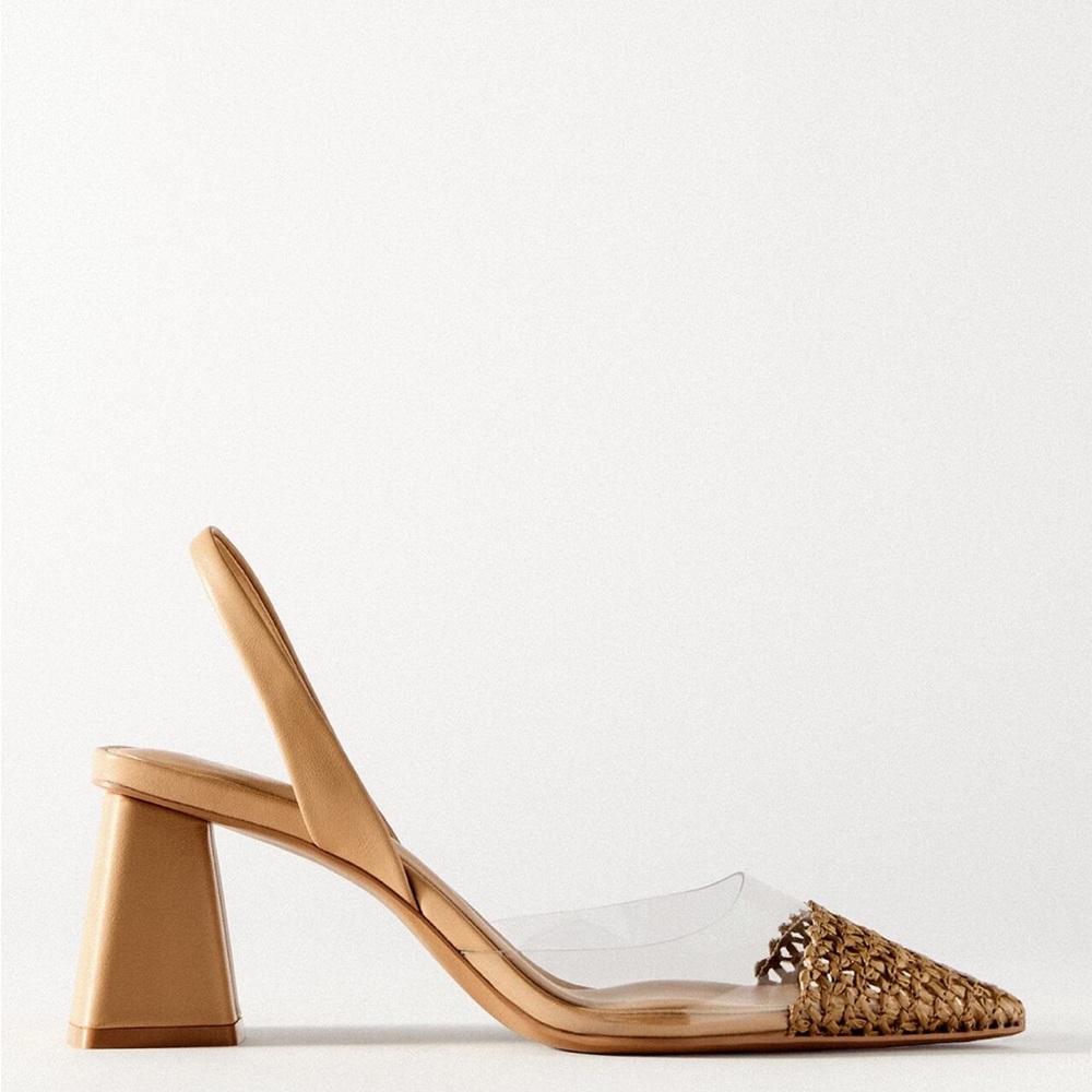 Zara Block Heel Vinyl Toe Slingbacks